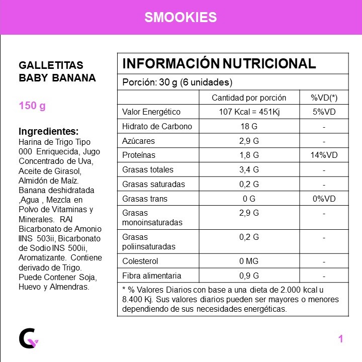 Galletitas Baby de BANANA x150g - Smookies