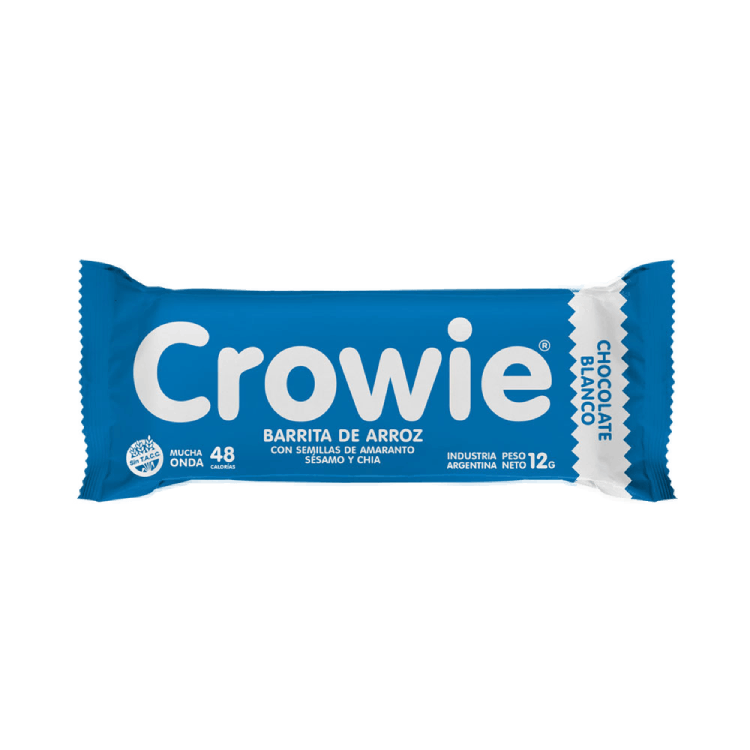 Caja x12 barras - ARROZ c/chocolate BLANCO - Crowie