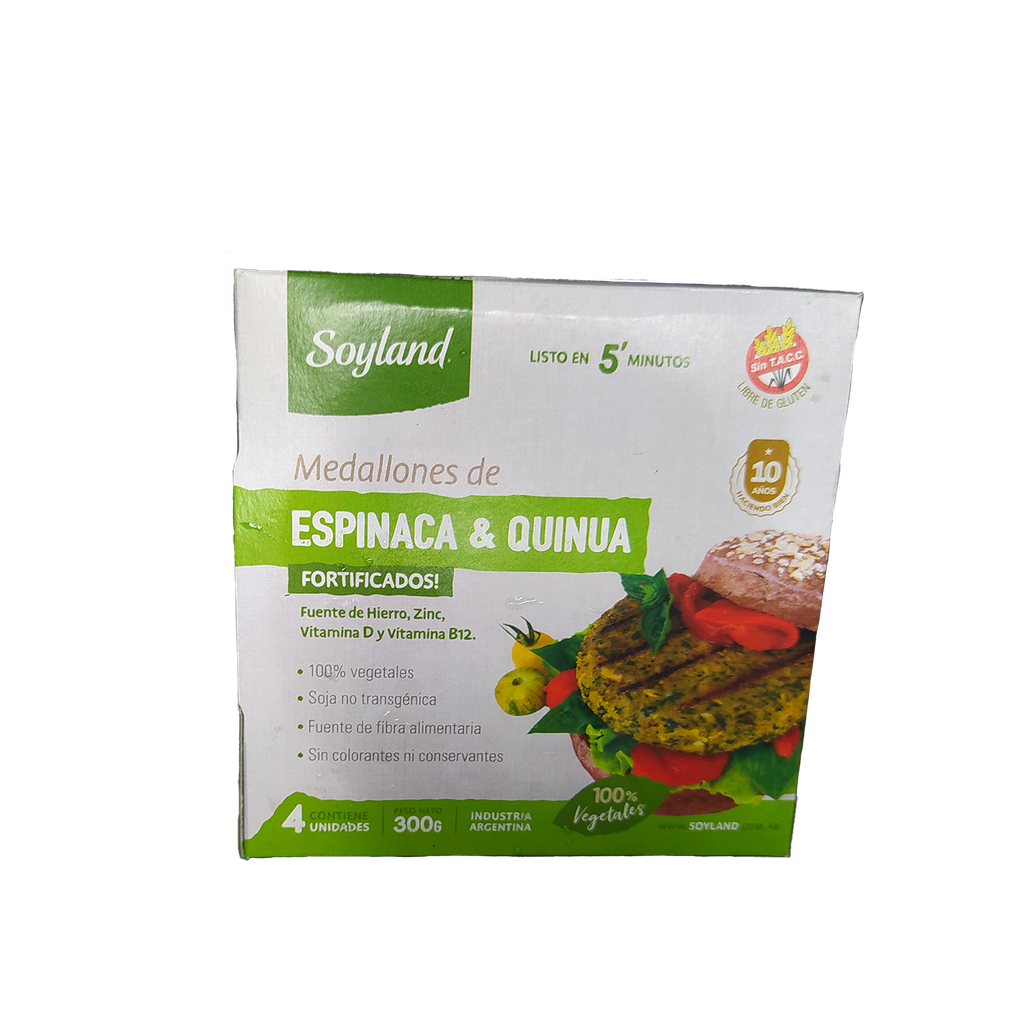 Medallones de ESPINACA y QUINOA fortificados x4u - Soyland