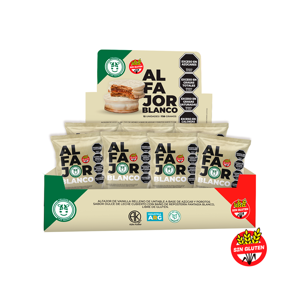 Caja x12 alfajores - BLANCO - Felices