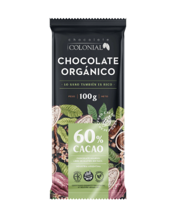 Caja x10u - Barra chocolate 60% ORGANICO x100g - Colonial