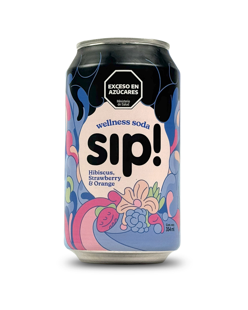 Bebida gasificada c/PREBIOTICOS sabor HIBISCUS y FRUTILLA - Sip